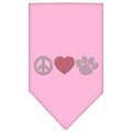 Unconditional Love Peace Love Paw Rhinestone Bandana Light Pink Small UN849264